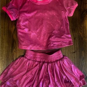 The most fun Girls Shimmer Pink Two-Piece Set